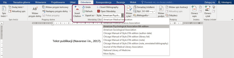 . Citation Plugin w MS Office Word Informacja Naukowa